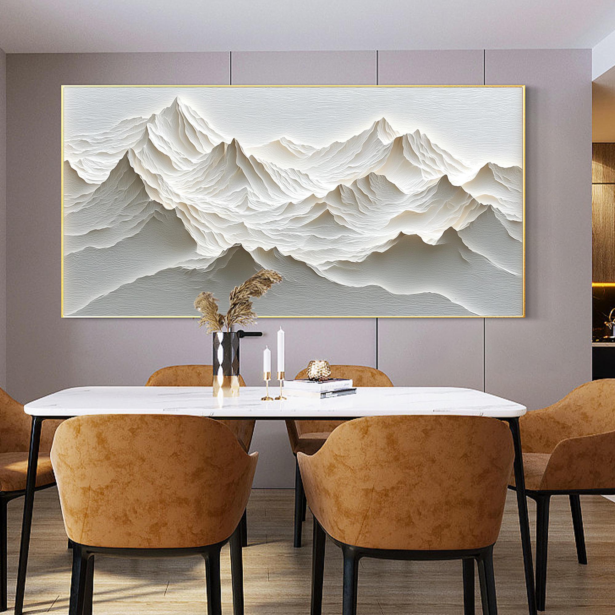 3D Printing Wall - Poster Seni Relief Gunung Minimalis Modern,
