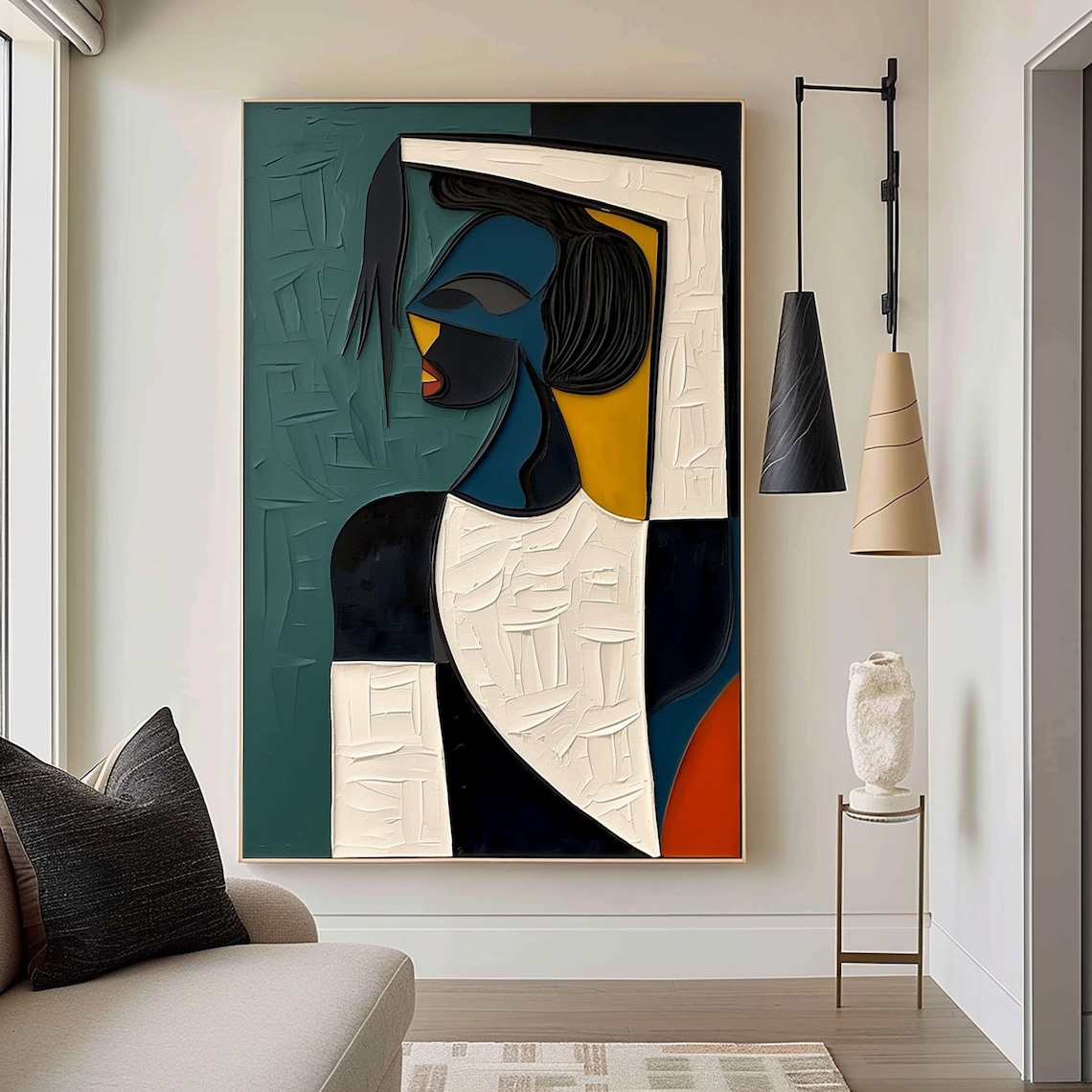 Lukisan Kanvas Abstrak 3D Bert - 3D Printing Wall ulasan dan harga